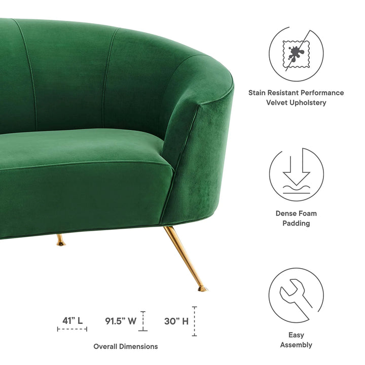 Mischa Upholstered Performance Velvet Sofa - Emerald