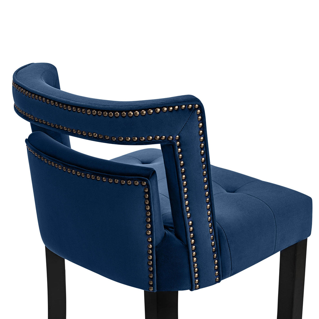 Heart Navy Velvet Counter Stool