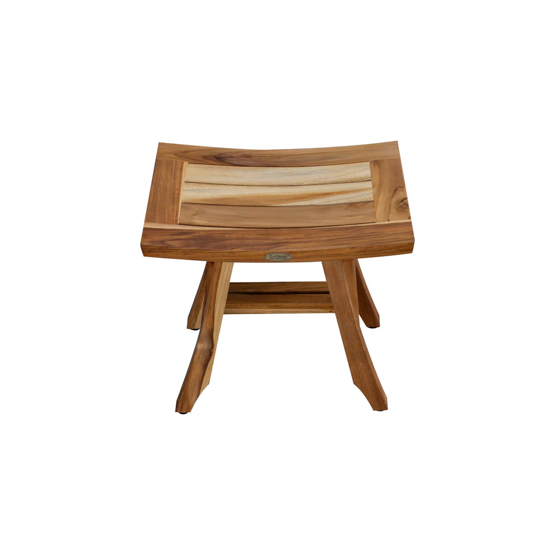 EcoDecors' Satori, Teak Shower Bench, Teak Shower Stool, Teak Stool for Inside Shower, Small Shower Stool, Teak Foot Rest, Teak Shower Bench for Inside Shower, in Earthy Teak
