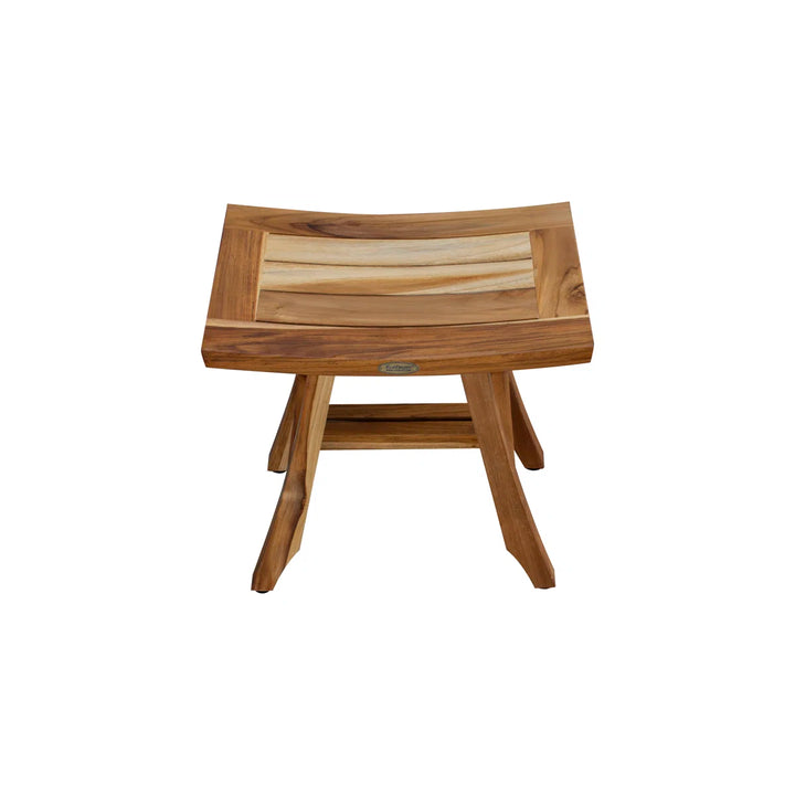 EcoDecors' Satori, Teak Shower Bench, Teak Shower Stool, Teak Stool for Inside Shower, Small Shower Stool, Teak Foot Rest, Teak Shower Bench for Inside Shower, in Earthy Teak