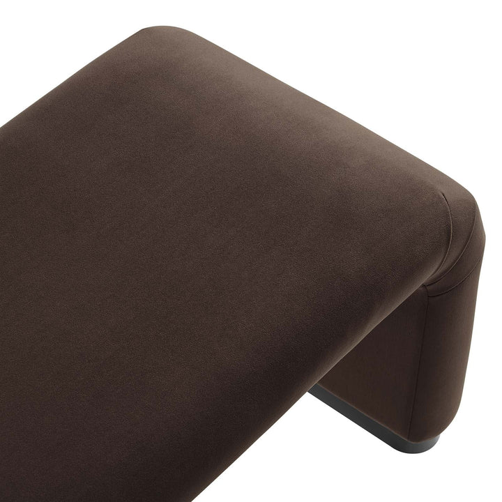 Dell Performance Velvet Waterfall Long Bench - Black Chocolate Brown