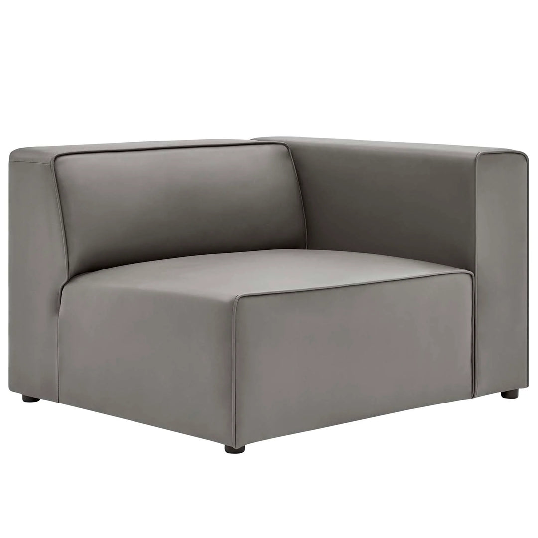 Tinge Vegan Leather Sofa and Ottoman Set - Gray