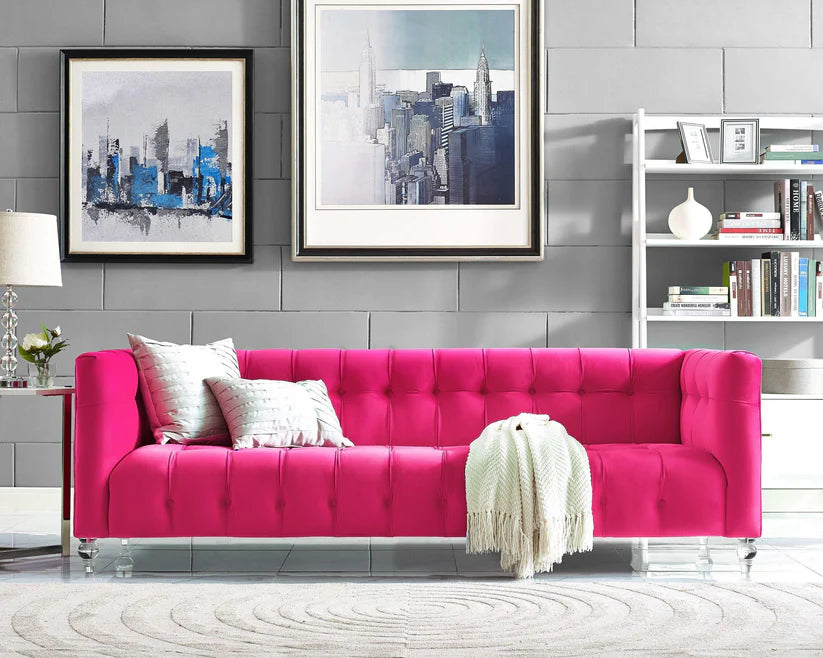 Kim Hot Pink Velvet Sofa