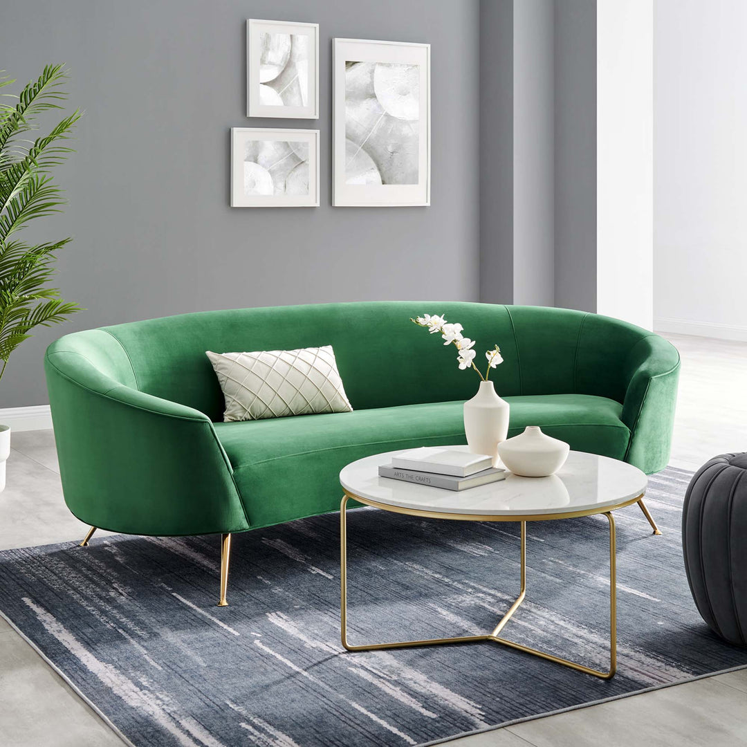 Mischa Upholstered Performance Velvet Sofa - Emerald