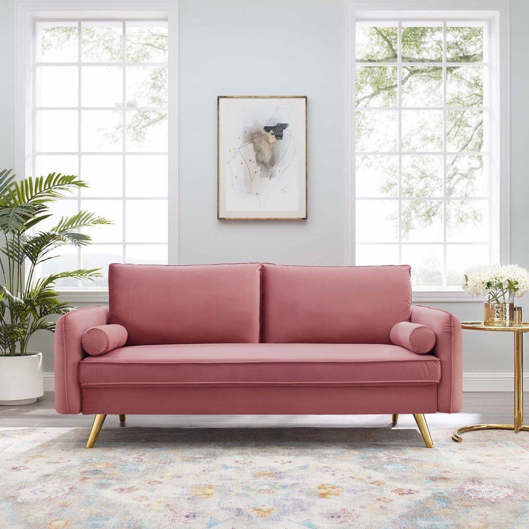 Evie Performance Velvet Sofa - Dusty Rose