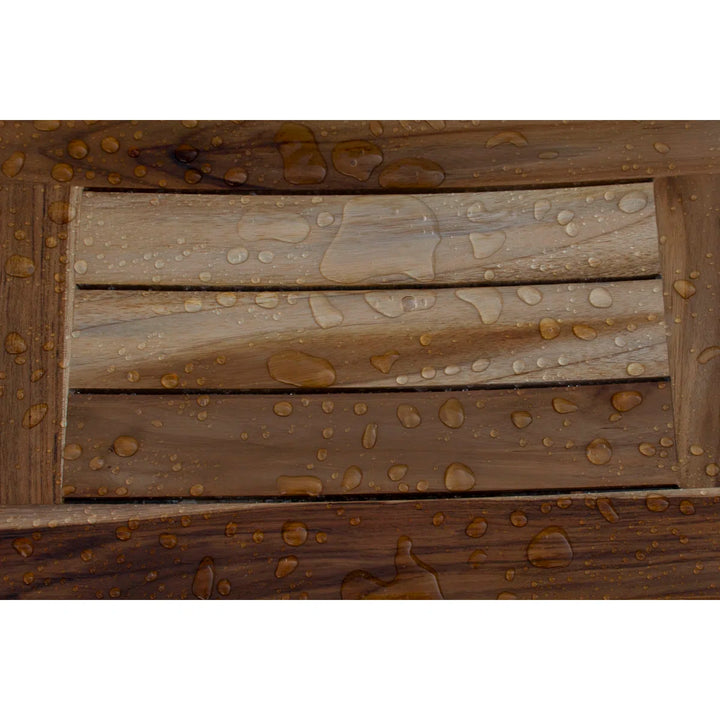 EcoDecors' Satori, Teak Shower Bench, Teak Shower Stool, Teak Stool for Inside Shower, Small Shower Stool, Teak Foot Rest, Teak Shower Bench for Inside Shower, in Earthy Teak