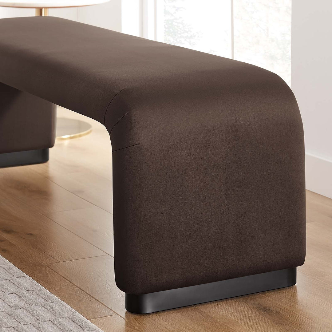 Dell Performance Velvet Waterfall Long Bench - Black Chocolate Brown