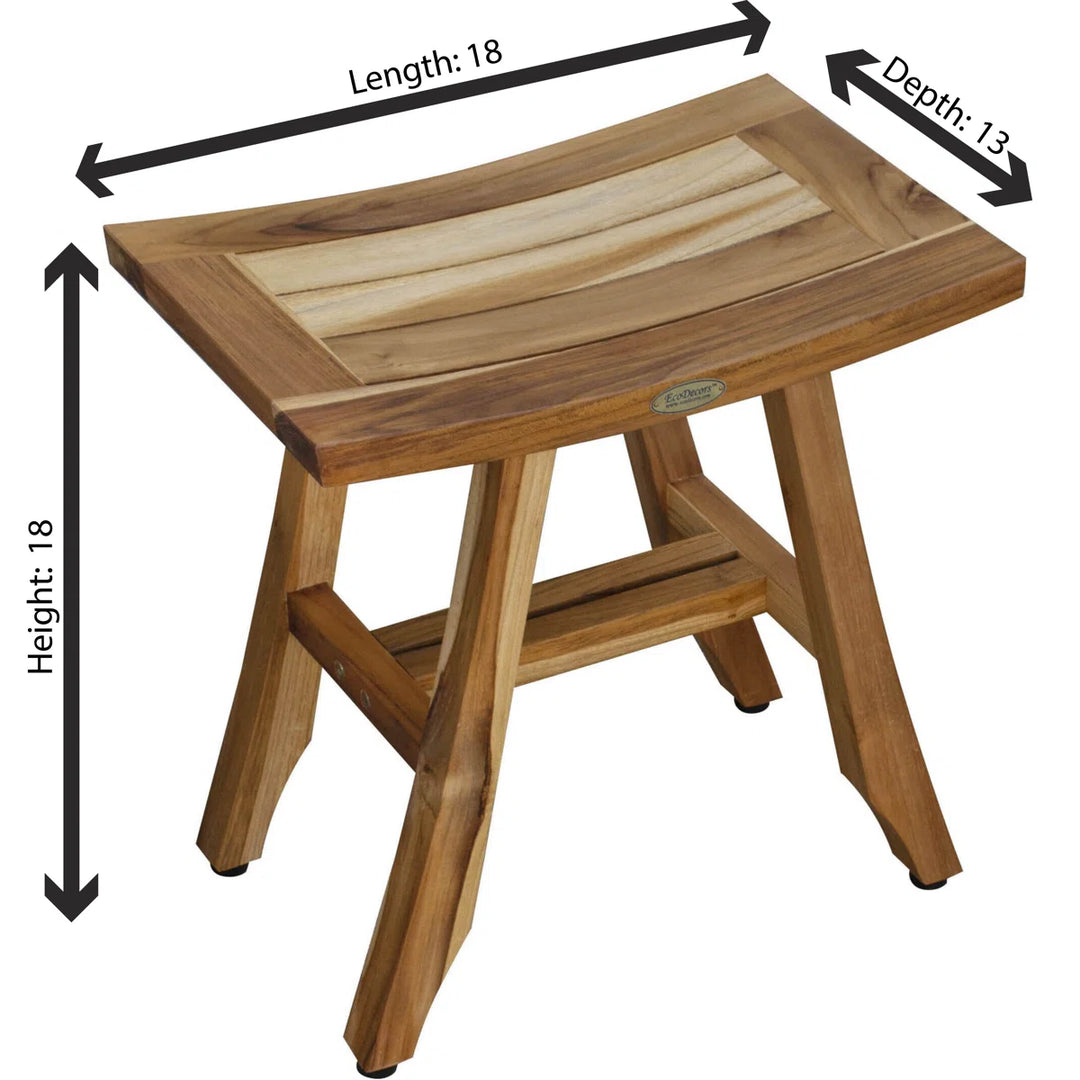 EcoDecors' Satori, Teak Shower Bench, Teak Shower Stool, Teak Stool for Inside Shower, Small Shower Stool, Teak Foot Rest, Teak Shower Bench for Inside Shower, in Earthy Teak