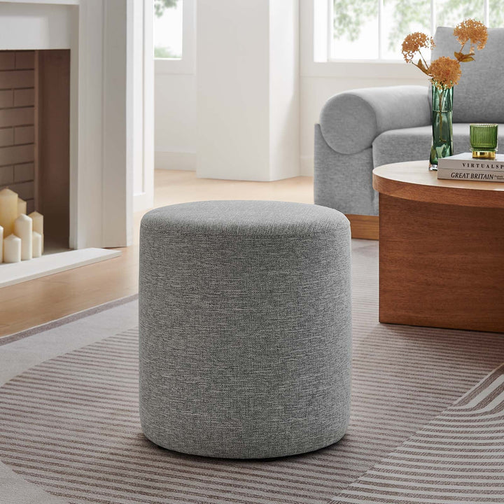 Jake 16" Round Upholstered Ottoman - Gray