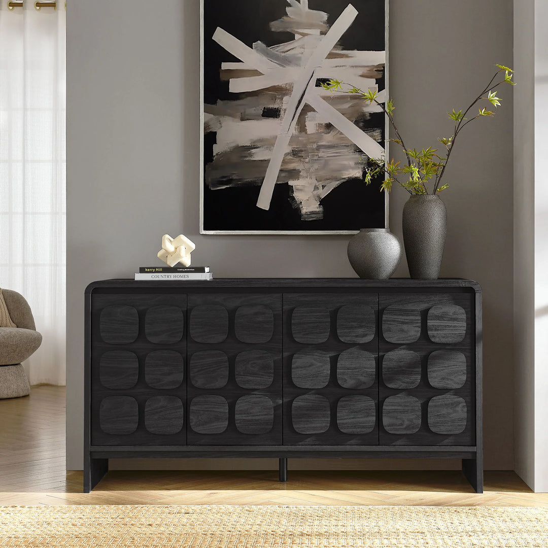 Curie 61" Black Sideboard