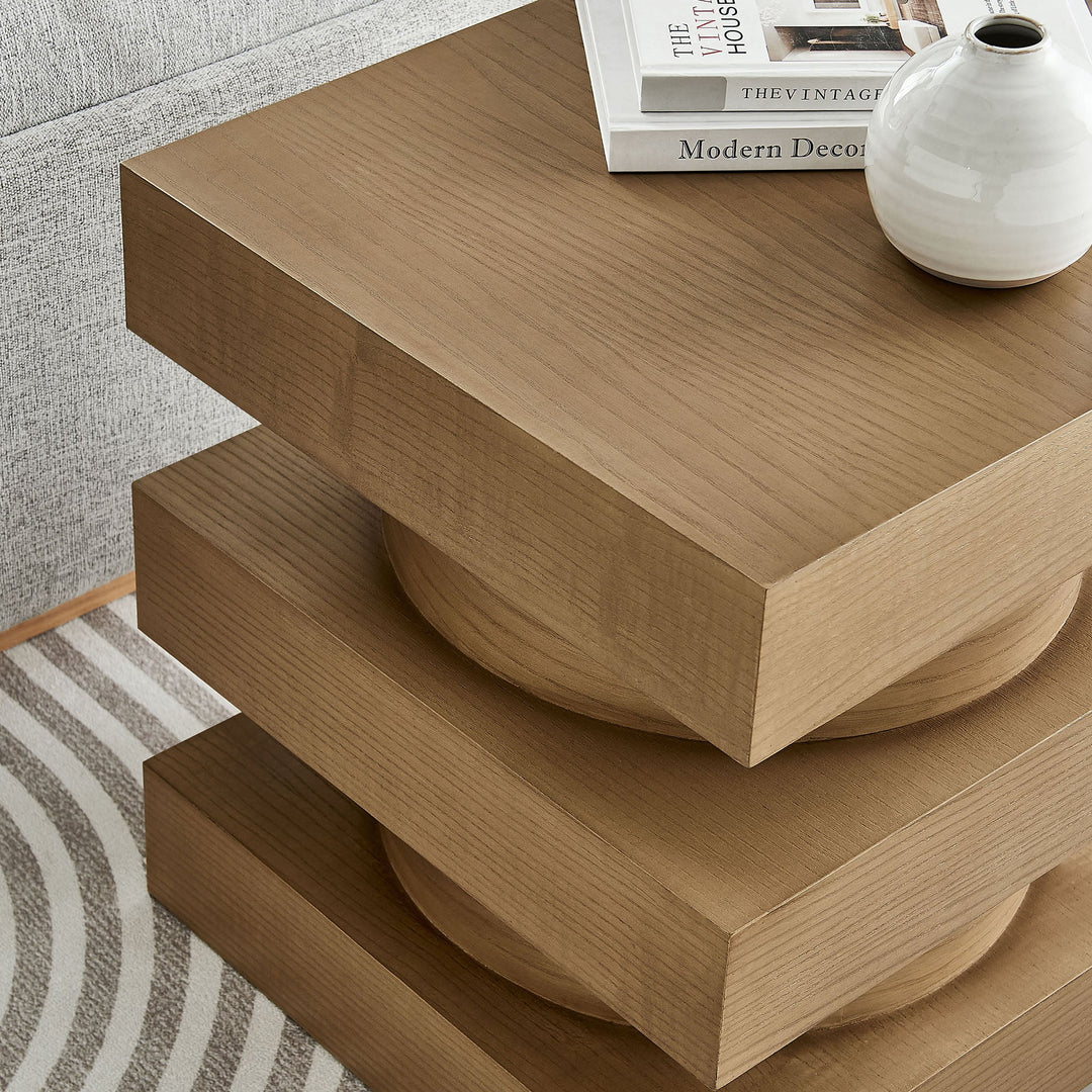 Stacked End Table - Caramel