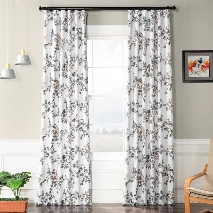 Bickford Floral Room Darkening Thermal Rod Pocket Single Curtain Panel