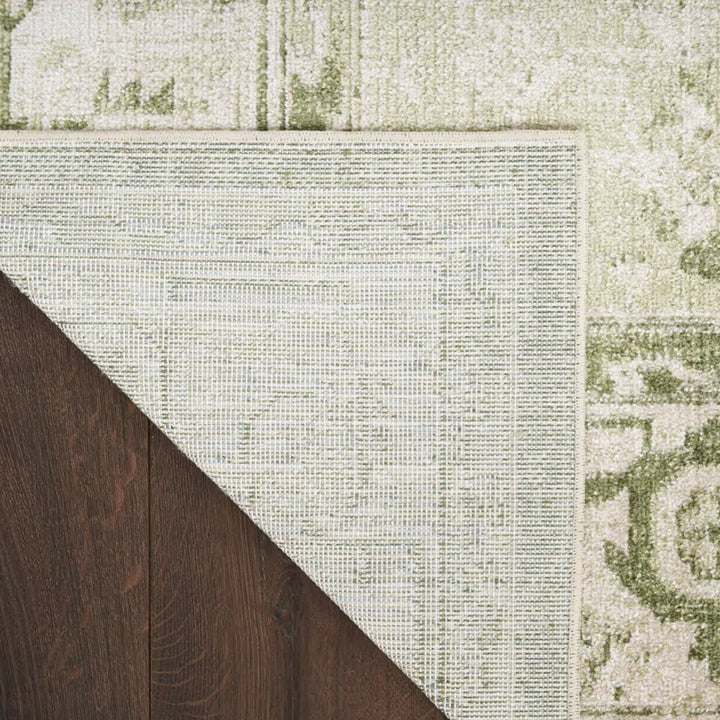Haydel Oriental Machine Washable Power Loom Polyester Area Rug in Ivory/Green