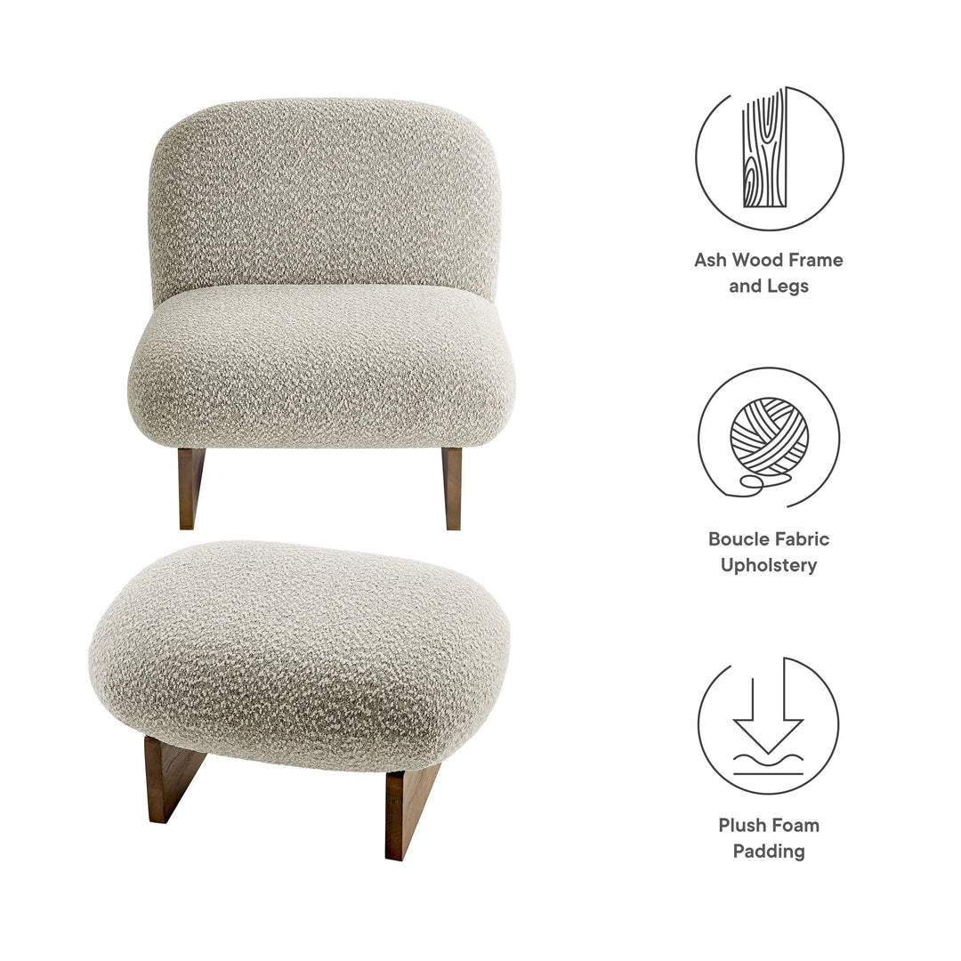 Luna Boucle Chair and Ottoman