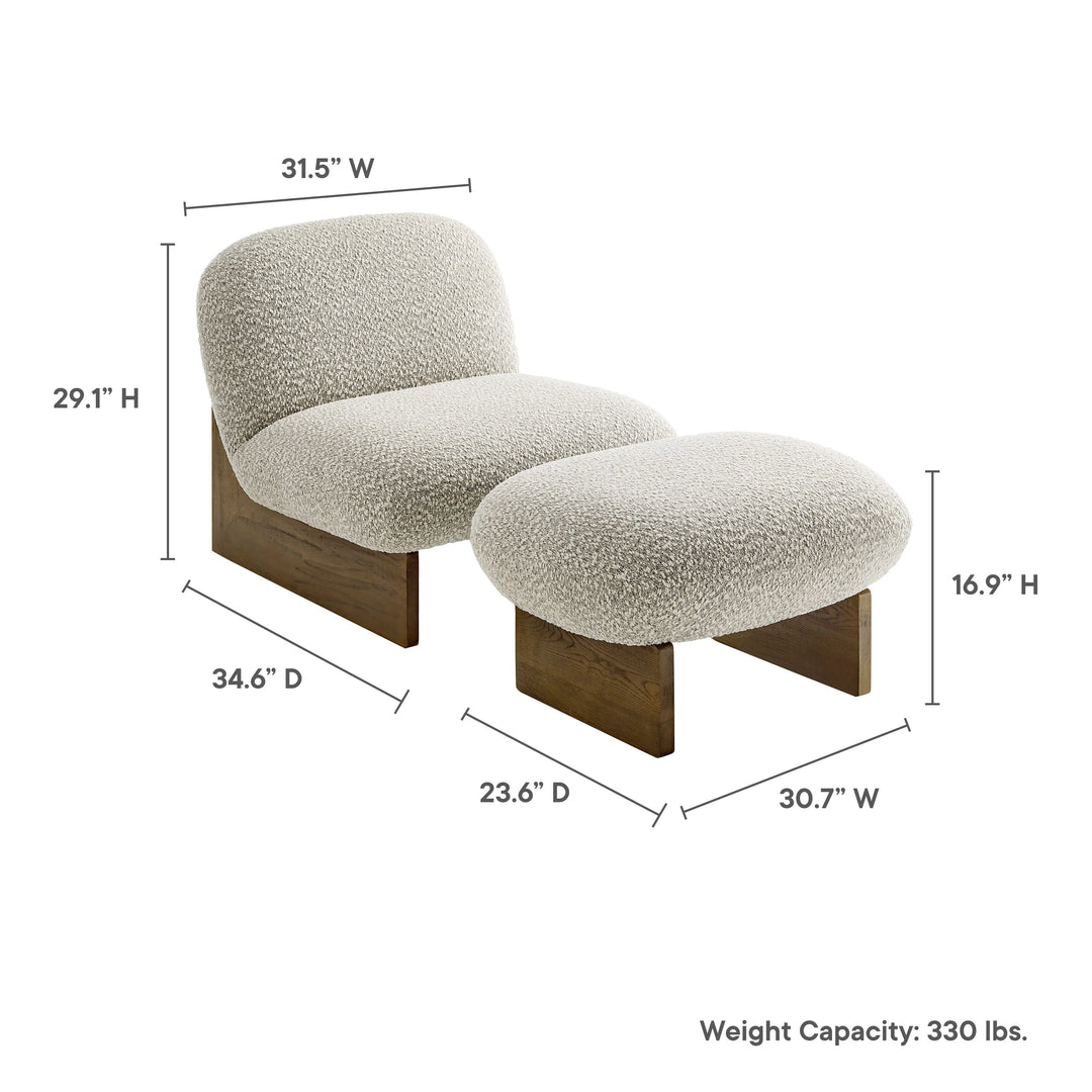 Luna Boucle Chair and Ottoman