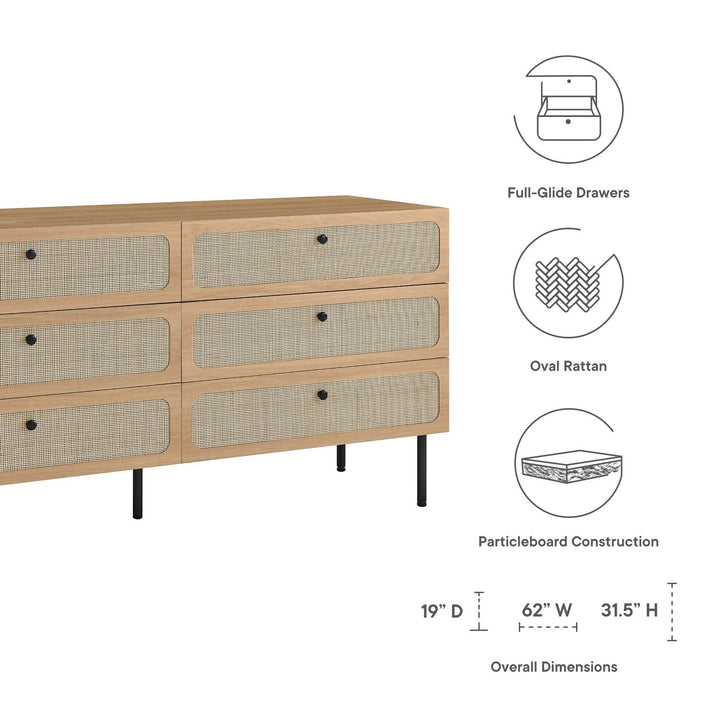 Charlotte 6-Drawer Dresser in Oak