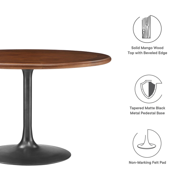 Nalita 48" Round Dining Table - Brass/Walnut