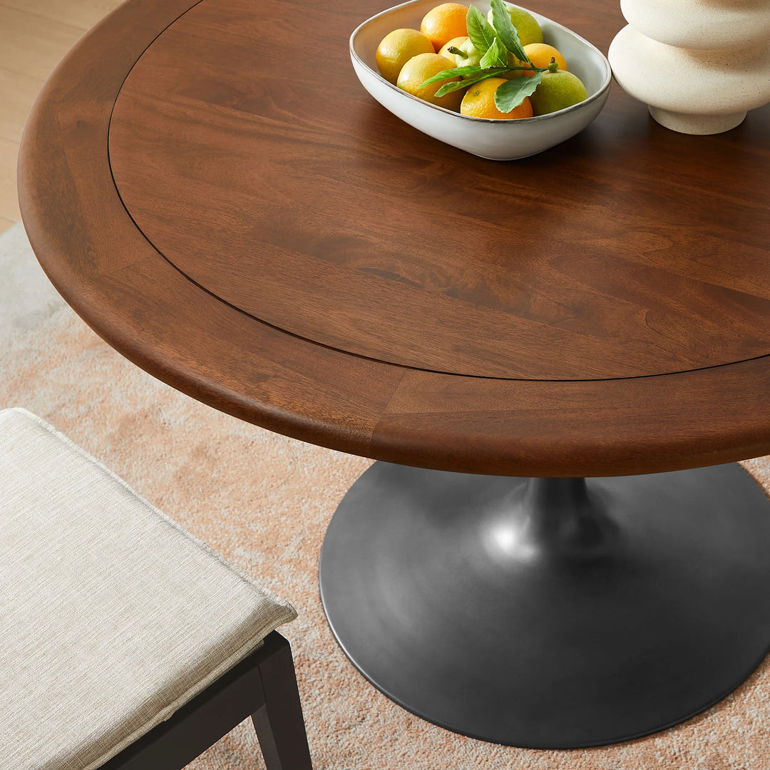 Nalita 48" Round Dining Table - Black/Walnut