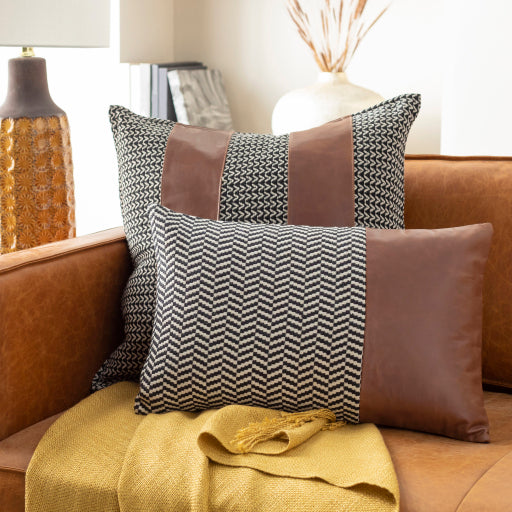Rustic Rugged Fiona Leather Accent Pillow