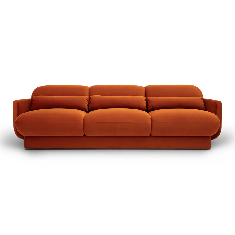 Aura Rust Orange Velvet Sofa