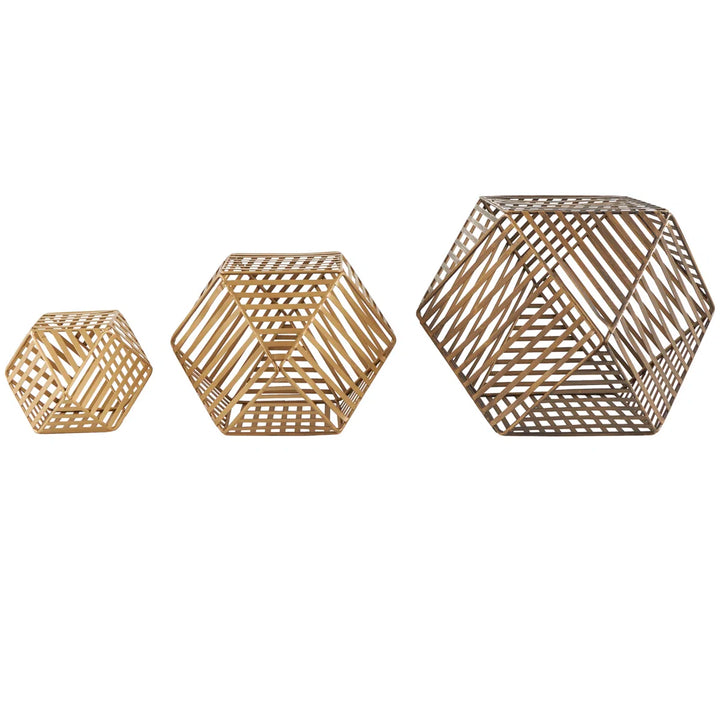 Ninela Metal Geometric Decorative Gold Sculpture Set