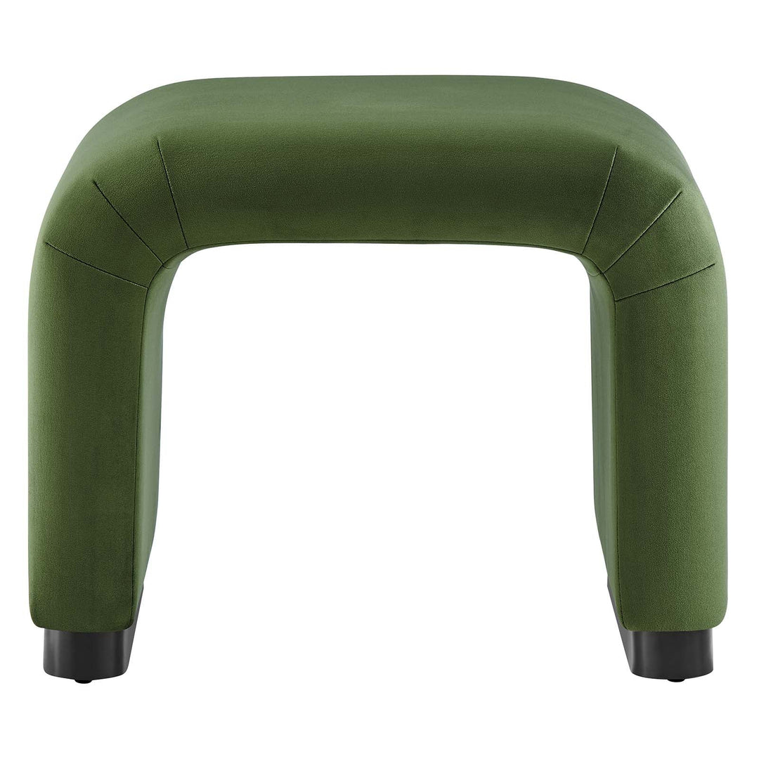 Dell Performance Velvet Waterfall Stool - Black Moss Green