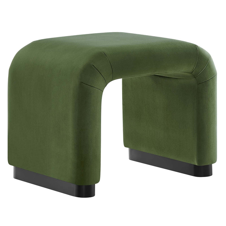 Dell Performance Velvet Waterfall Stool - Black Moss Green