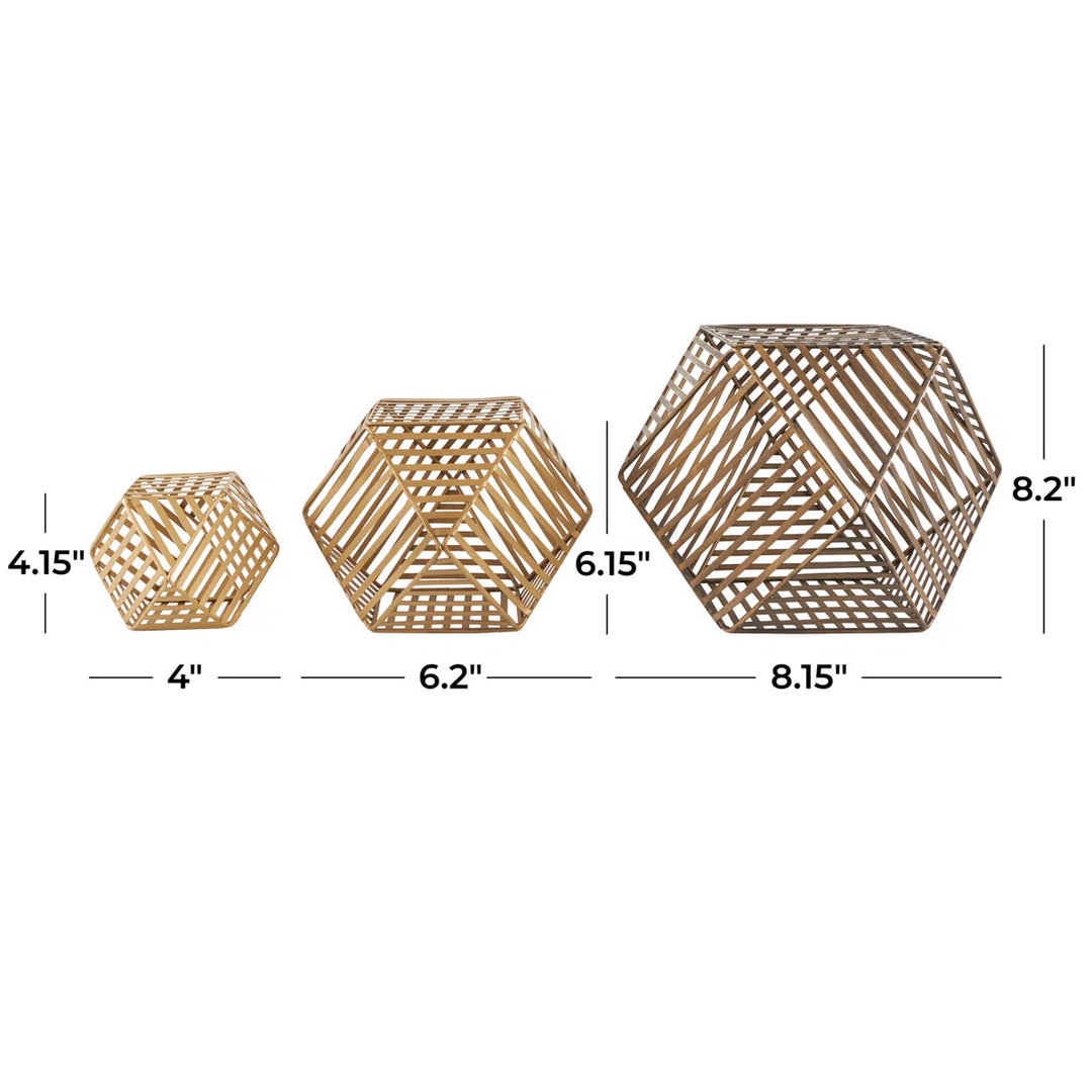 Ninela Metal Geometric Decorative Gold Sculpture Set