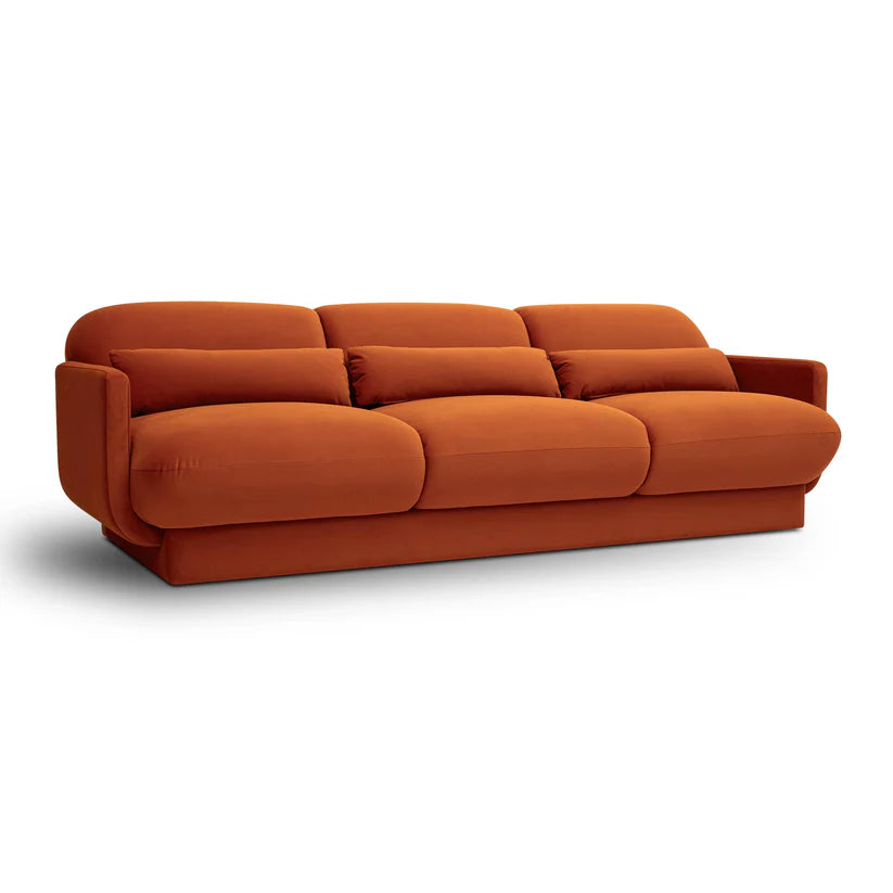 Aura Rust Orange Velvet Sofa