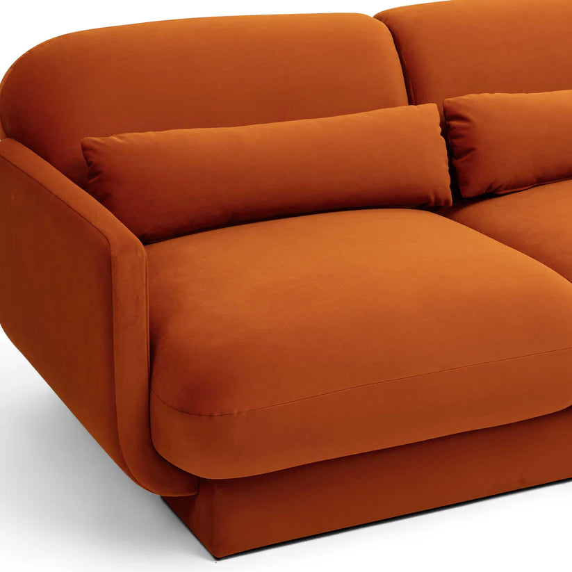 Aura Rust Orange Velvet Sofa