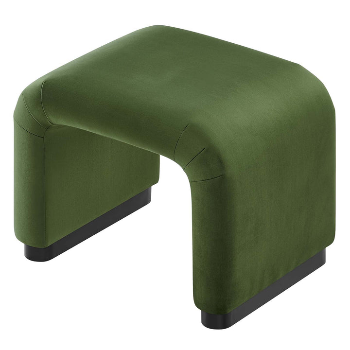 Dell Performance Velvet Waterfall Stool - Black Moss Green