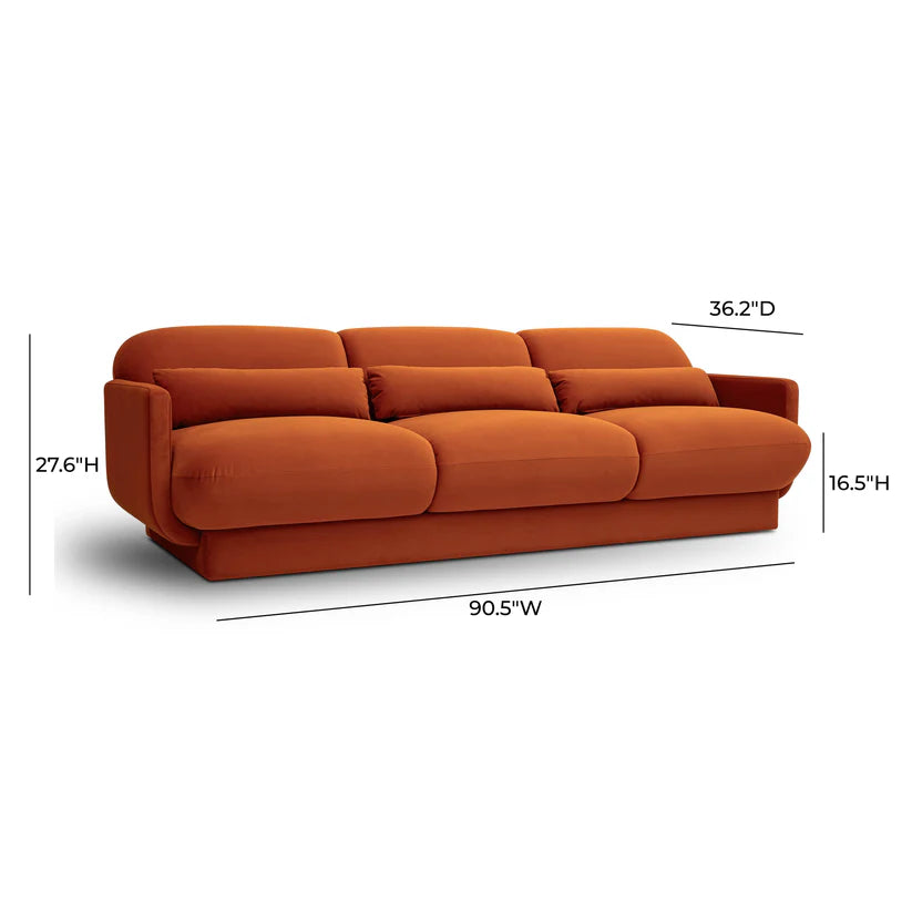 Aura Rust Orange Velvet Sofa