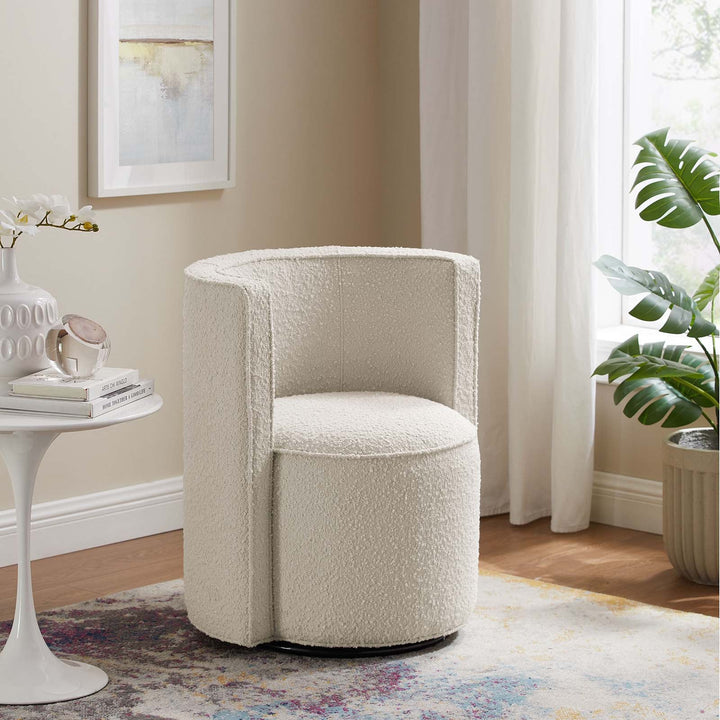 Elda Boucle Fabric Swivel Chair