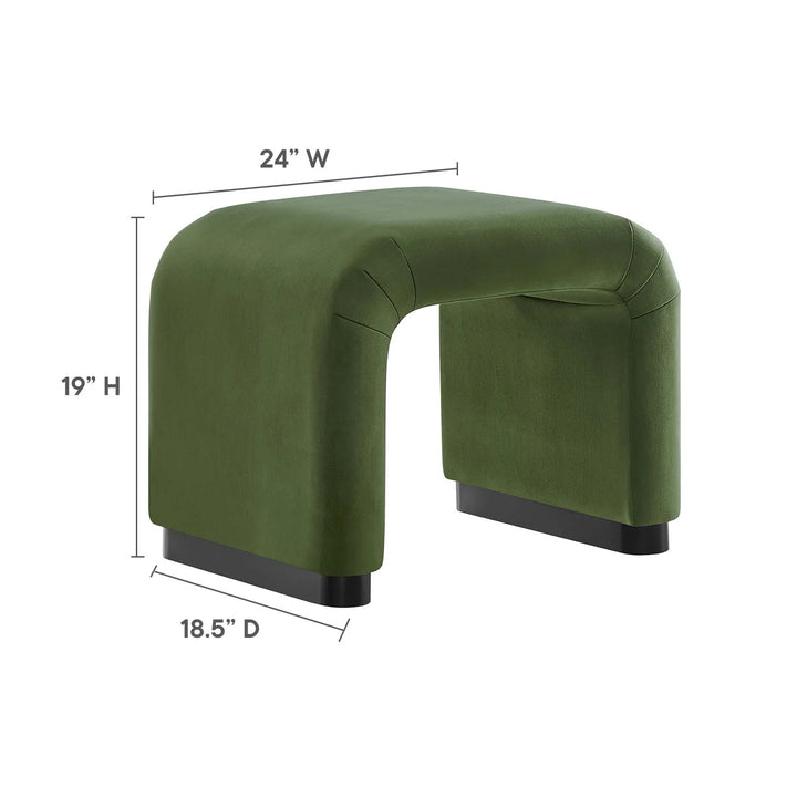 Dell Performance Velvet Waterfall Stool - Black Moss Green