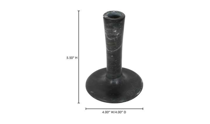 Ezra Tall Candle Holder Black Veined Marble