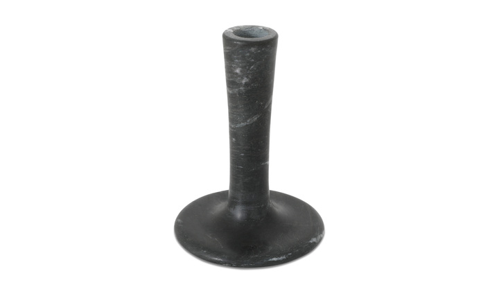 Ezra Tall Candle Holder Black Veined Marble