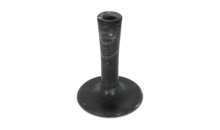 Ezra Tall Candle Holder Black Veined Marble