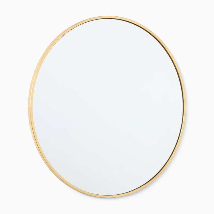 Metal Frame Round Wall Mirror 48" Brass