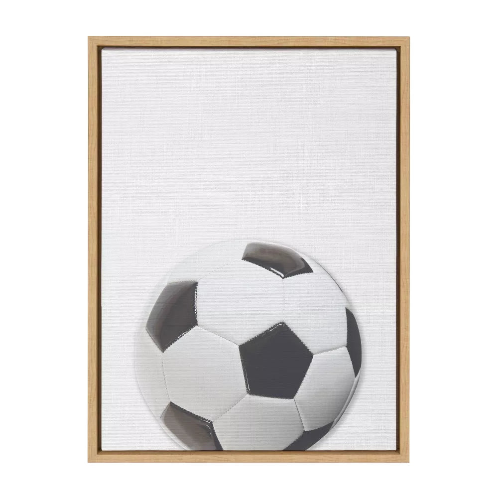 Sylvie Color Soccer Ball Portrait Framed Canvas Natural Design Ovation