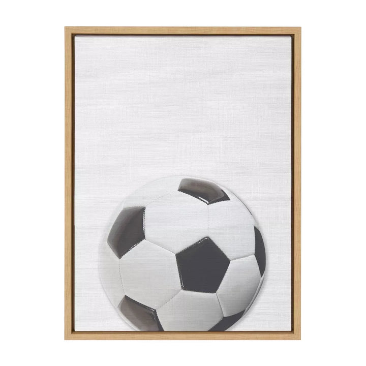 Sylvie Color Soccer Ball Portrait Framed Canvas Natural Design Ovation