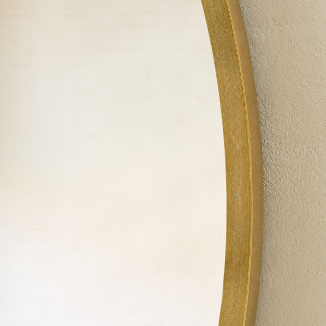 Metal Frame Round Wall Mirror 48" Brass