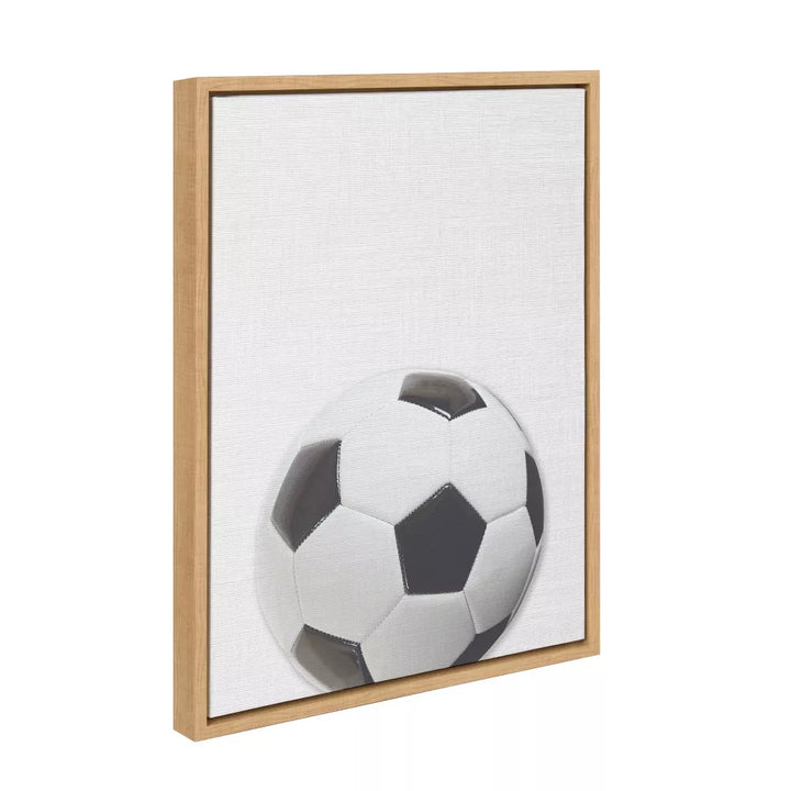 Sylvie Color Soccer Ball Portrait Framed Canvas Natural Design Ovation