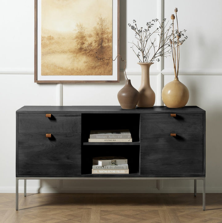 Trista Black Modular Filing Credenza