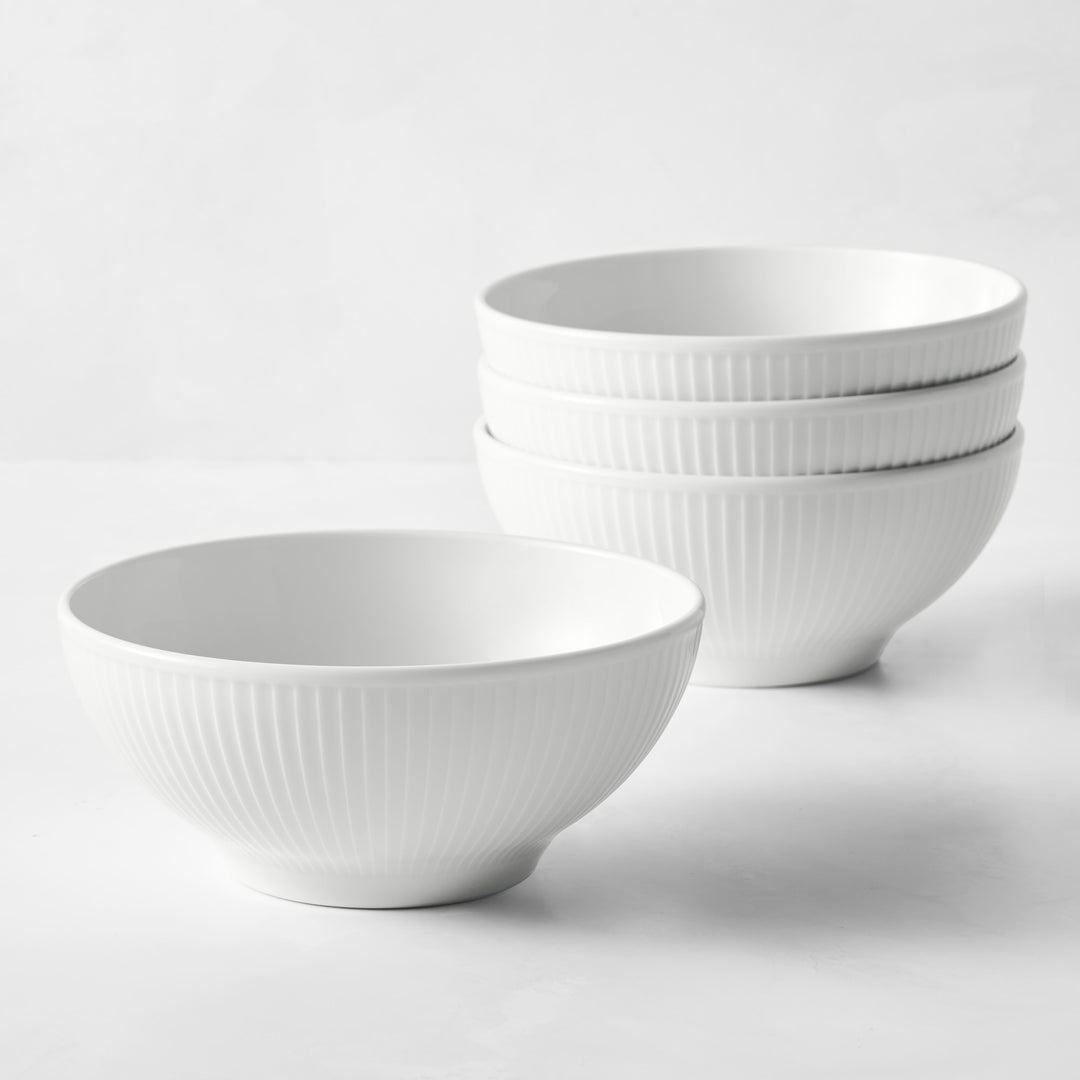 Pillivuyt Plisse Porcelain Noodle Bowls, Set Of 4