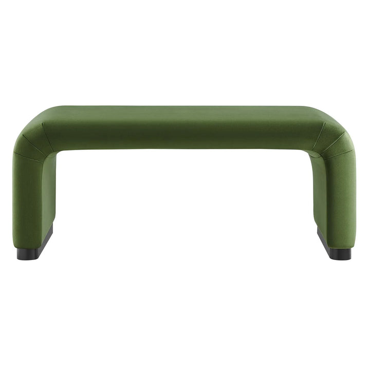 Dell Performance Velvet Waterfall Ottoman - Black Moss Green