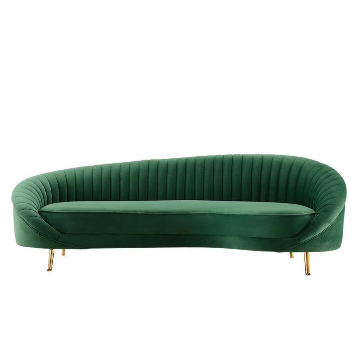 Kimber Channel Tufted Performance Velvet Sofa - Emerald