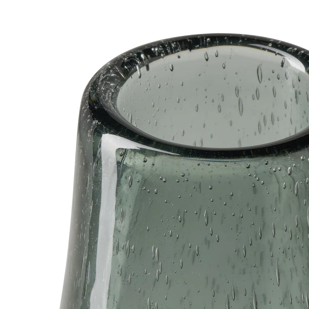 Manzer 10" Mouthblown Colored Blue Glass Table Vase