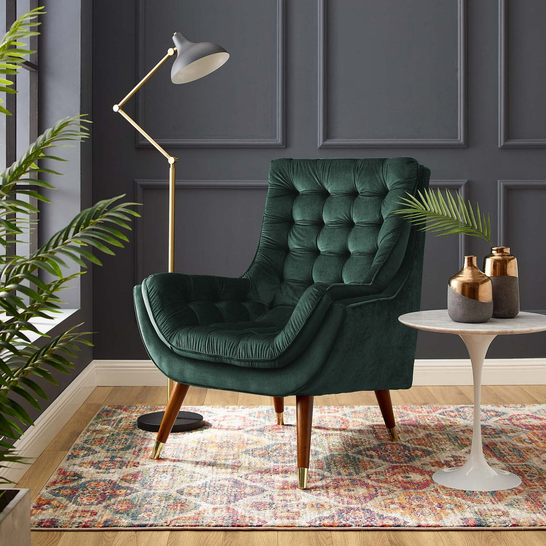 Sutton Velvet Lounge Chair Green