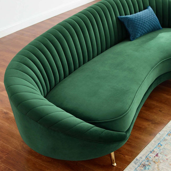 Kimber Channel Tufted Performance Velvet Sofa - Emerald