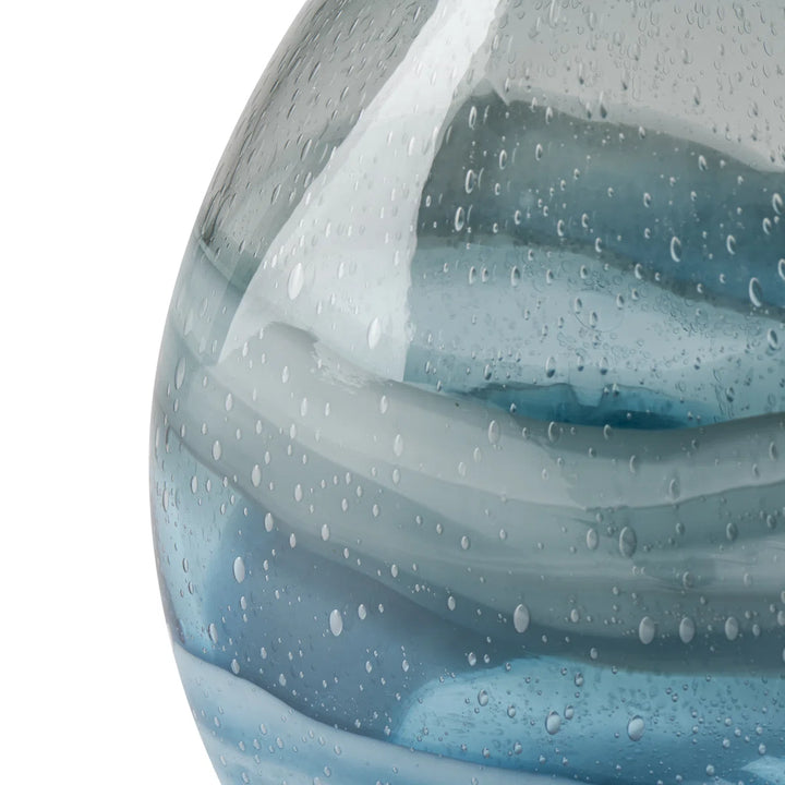 Manzer 10" Mouthblown Colored Blue Glass Table Vase